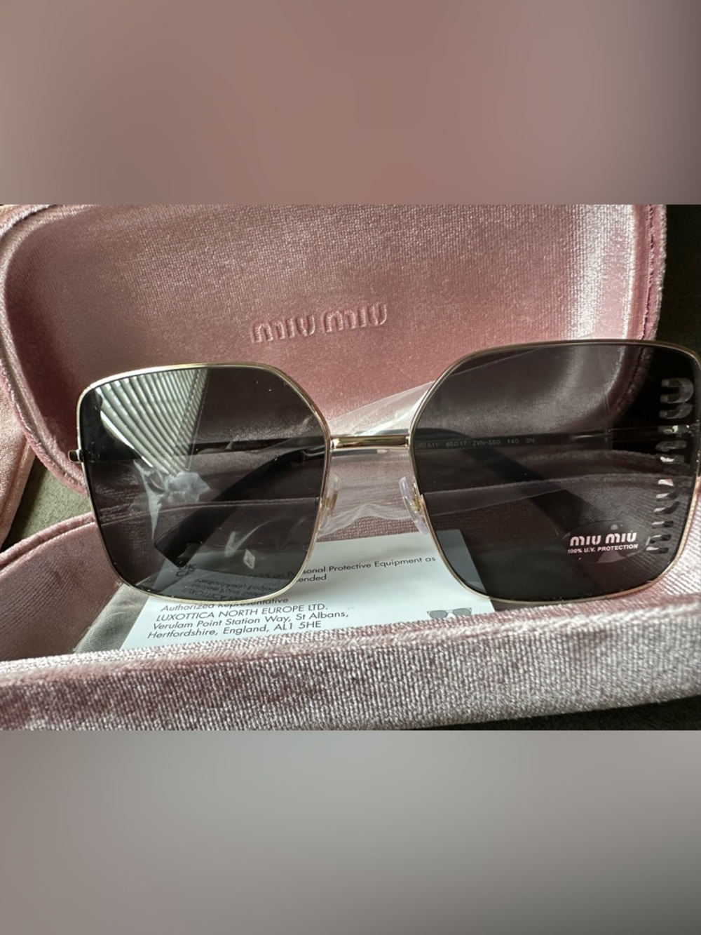 Authentic Miu Miu Square Gradient Sunglasses with Pink Case Brand New